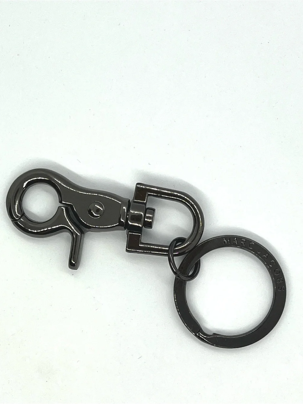 Marc Jacobs Gunmetal Keychain Swivel Lobster Clasp Logo Key Ring Bag Charm